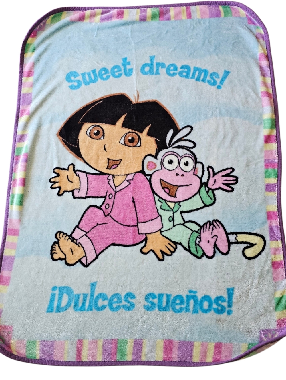 Vintage Nickelodeon Dora The Explorer Baby Toddler Blanket San Martin Cobija
